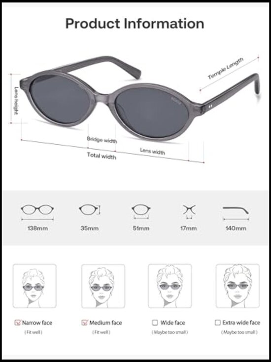 Handmade Acetate Polarized Oval Sunglasses Retro Y2K Lightweight Vintage 90s main image 5